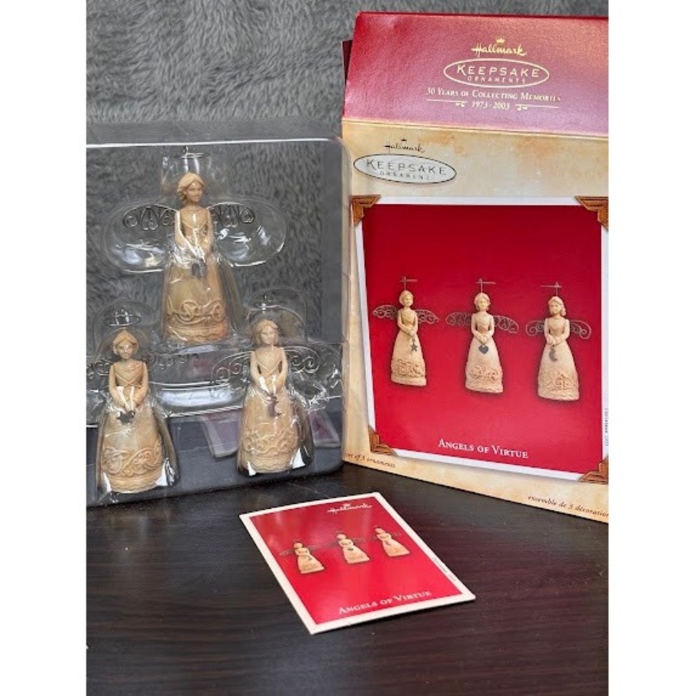 Hallmark Keepsake 2003 Angels of Virtue Set of 3 Christmas Ornaments Star Moon